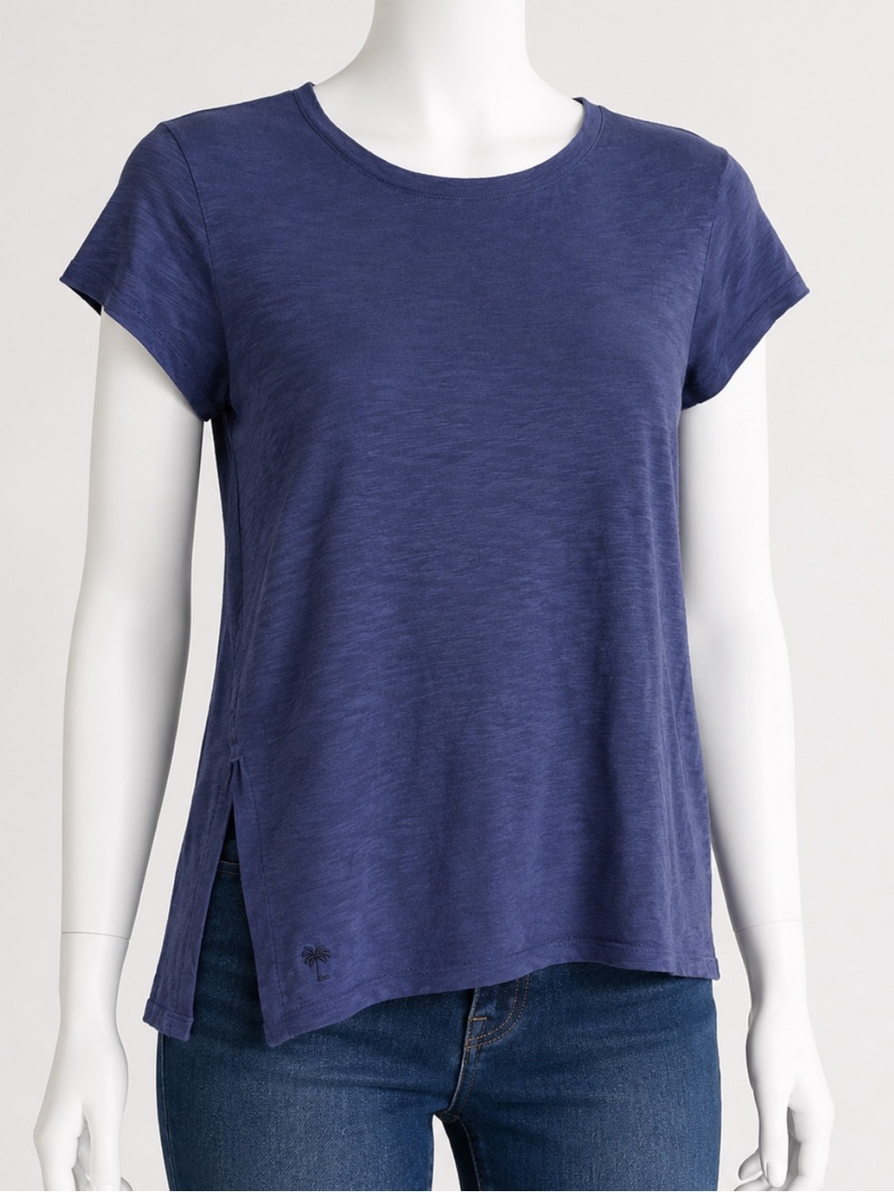 Lilly Pulitzer Navy Short Sleeve Crewneck Tee with Side Slit